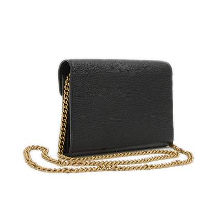 GGマーモント チェーンショルダーバッグ レザー ブラック 779777 アウトレット品 ショルダーバッグ