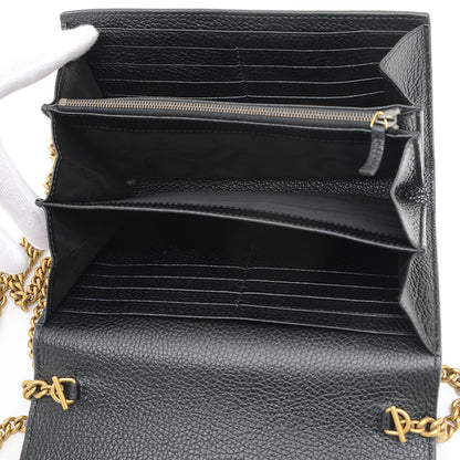 GGマーモント チェーンショルダーバッグ レザー ブラック 779777 アウトレット品 ショルダーバッグ