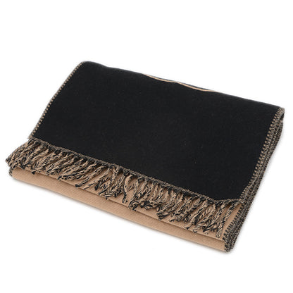 インターロッキングG マフラー ウール/カシミヤ ブラック/ベージュ 715497 マフラー