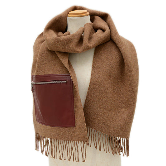 エシャルプ ポケット シルクイン 占星術 マフラー カシミヤ/シルク ブラウン マフラー
