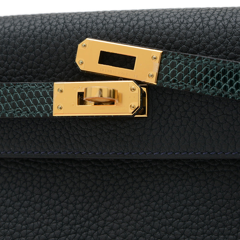 ケリー25 タッチ 内縫い トゴ/リザード ヴェールルソー ゴールド金具 W刻印 ハンドバッグ