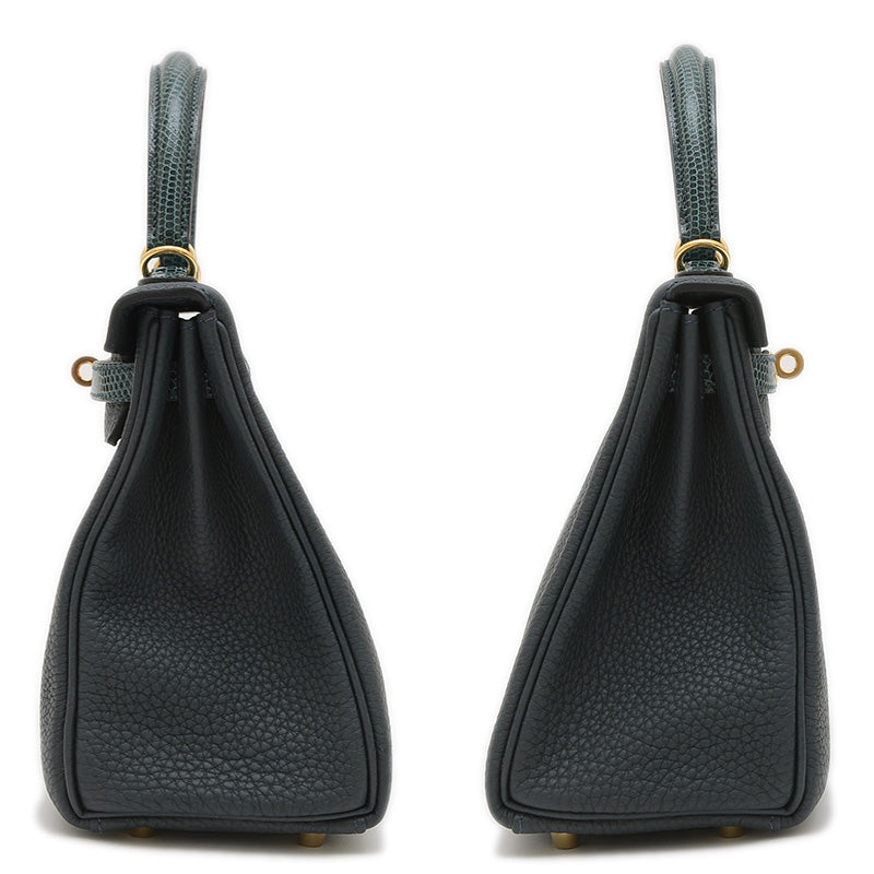 ケリー25 タッチ 内縫い トゴ/リザード ヴェールルソー ゴールド金具 W刻印 ハンドバッグ