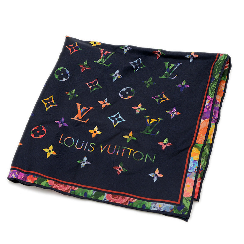 LVガーデン スカーフ シルク ブラック/マルチカラー M77995 スカーフ
